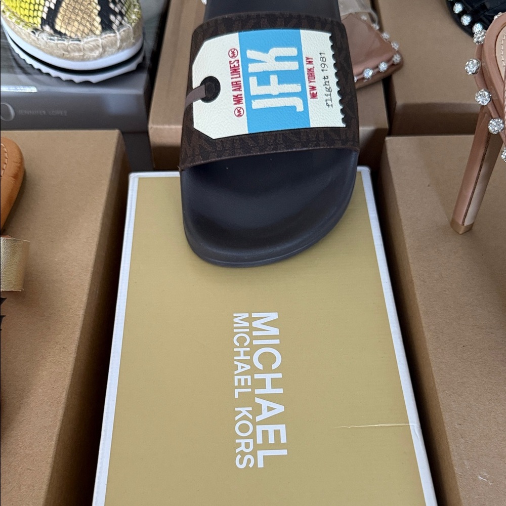 Michael Kors Black Designer Slide Sandals